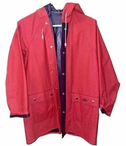 Vintage 80s Izod Lacoste Rain Jacket Large Reversible Coat 100% PVC Waterproof - Picture 1 of 5