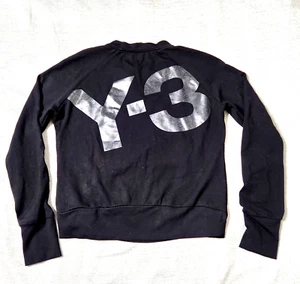 Adidas Y-3 Yohji Yamamoto Women Sweatshirt Cropped Crew Neck Black Size Small - Picture 1 of 11