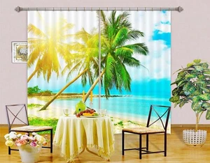 3D Beach Coconut Trees I2421 Photo Blockout Curtain Fabric Window Honey 2023 - Picture 1 of 7