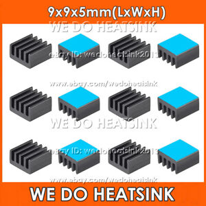 9x9x5mm Black Thermal Self Adhesive Aluminum Heatsink Electronics Cooler