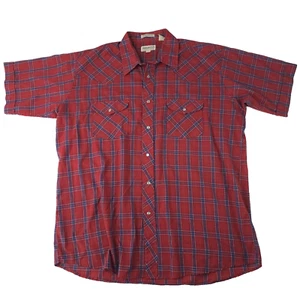 Vintage Sheplers Pearl Snap Button Shirt Mens XL Red Plaid Western Wear Cowboy - Picture 1 of 9