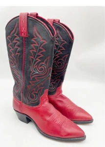 Dan Post Ladies Red soft leather Western Cowboy Boots 7 1/2 - Picture 1 of 9