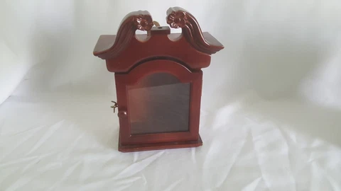 Vintage 8” Wood Glass Door Table Top Wall Hanging Display Curio Cabinet W/Hook Cover