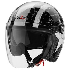 Casco moto Demi Jet Custom Scooter Omologato Nero Bandit Lucido Doppia Visiera
