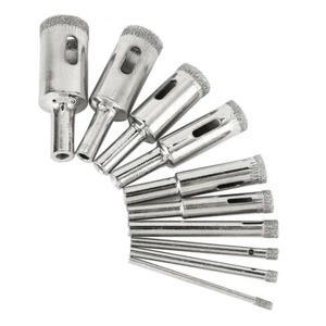 10 Tlg Set Diamantbohrer Glasbohrer Bohrkrone Glas- Stein- Fliesenbohrer 3-18mm - Picture 1 of 6