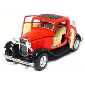 New 5" Kinsmart 1932 Ford 3-Window Coupe Diecast Model Toy Car 1:34 - Red