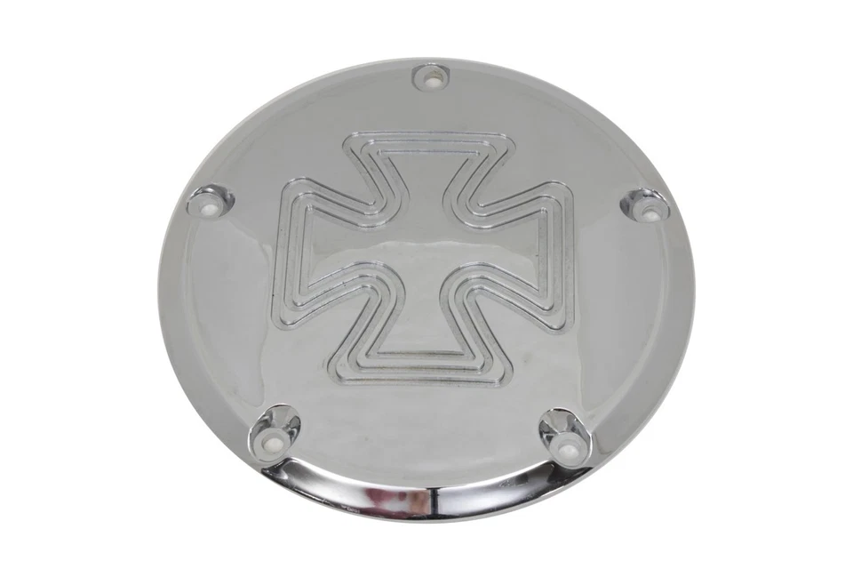 Cubierta Iron Cross Derby cromada Billet para Harley Davidson Foto 1 de 4