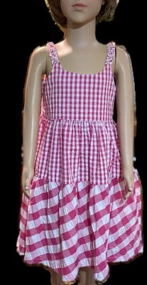 MARMELLATA SZ6 GIRLS PRETTY RED & WHT GINGHAM SUNDRESS W/RUFFLED SHOULDER STRAPS - Image 1 of 4