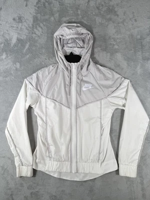 Chaqueta Nike para mujer XS blanca gris ropa deportiva cortavientos cremallera completa con capucha Foto 1 de 4