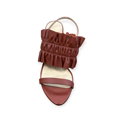 ULLA JOHNSON 39/9 Libby Sandalia Tacones Negro Volantes Eslinga Espalda Cuero Clásico  Foto 1 de 4