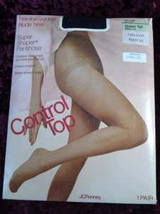 JCPENNEY Control Top Super Shaper Pantyhose Reinforced Toe Queen Tall Navy Blue - Picture 1 of 4