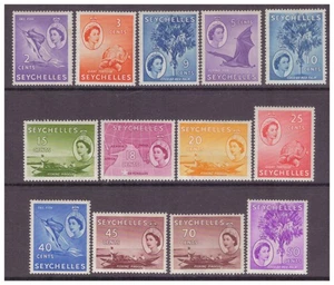 Seychelles QEII 1954-1957 set to 70c (no 35c) MM/MH SG174-183a (no180a) - Picture 1 of 2