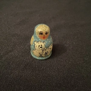 Schöne russische Puppe Holz handbemalt Vintage Fingerhut. - Bild 1 von 5
