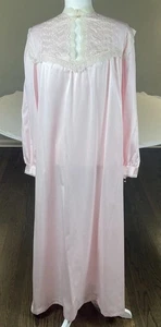 Laura Adam’s Pink Lace Polyester Nightgown Size 3X Floor Length Cottagecore - Picture 1 of 9