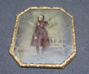 Young girl Standing by a Chair daguerreotype photograph Late Victorian Antique - Picture 1 of 6