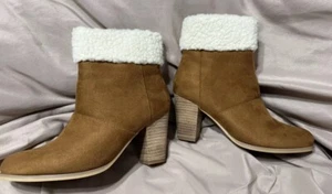 Cato Short Fur Top 2" Heal Stiefel Wildlederimitat Größe 7 braun - Bild 1 von 5