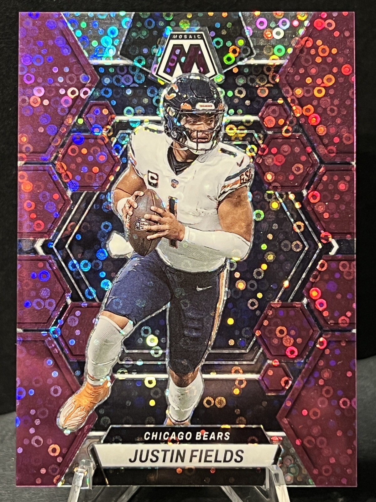 2023 Panini Mosaic Mosaic No Huddle Purple #33 Justin Fields CHICAGO BEARS 41/50