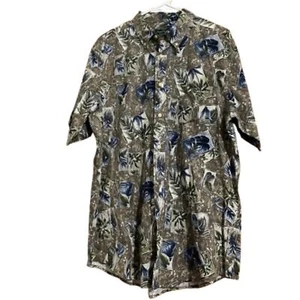 David Taylor Men’s Multi 100% Cotton Tropical Print Summer Shirt Sz-L - Picture 1 of 5