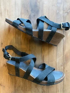 TEVA Women's Size 9.5 Mahonia Black Wedge Cross Strap Heel Sandal EUC - Picture 1 of 9