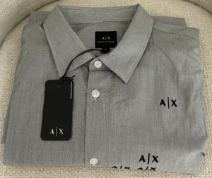 NWT Armani Exchange AX size L black white striped Long Sleeve shirt mens $110 - Picture 1 of 7