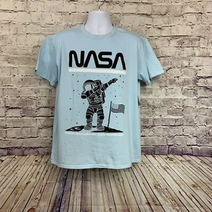 Boohoo Man Tee Mens Size Medium Blue NASA Astronaut Space Crew Neck Short Sleeve - Picture 1 of 8