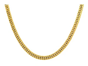 Collar de cadena cubana de doble eslabón de doble acera oro amarillo de 18 quilates sobre acero inoxidable - Imagen 1 de 4