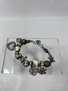 Brighton Slide Charm Bracelet Boy Mom Frog Flower Heart Blue Rhineston Beads - Picture 1 of 6