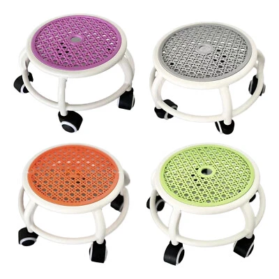 Low Pulley Round Roller Seat Wheels Stool For Pedicure Barber Shop Kitchen - Image 1 of 4
