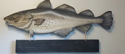 único signo de pescado bacalao madera rústico cebo y aparejos personalízalo. envío gratis Foto 1 de 4