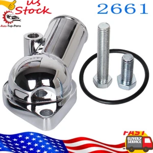 Carcasa termostato cromado cuello de agua para Chevy V8 5.7L 350 454 bloque pequeño grande - Imagen 1 de 10