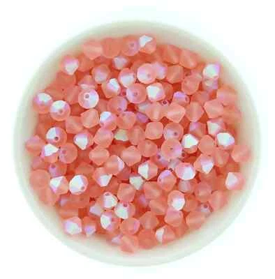 Preciosa Bicones Rose Peach Matte AB 3mm, 4mm, 6mm Crystal Bicones - Image 1 of 2