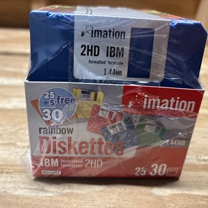 NEW IBM Imation Formatted 2HD 1.44MB Rainbow Colored Diskettes 30 Pack - - Picture 1 of 8