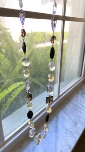 Lucite facettierte Perlen 24" Halskette Schattierungen von Rauch, Onyx, klar, Champaign, Lilic - Bild 1 von 7