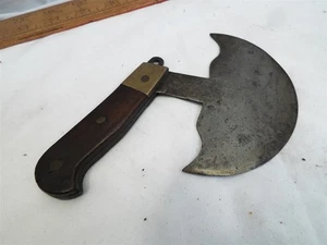 Primitive Küche Lebensmittel Zerkleinerer Halbmond Klinge Rund Messer Leder Werkzeug Ulu - Bild 1 von 6