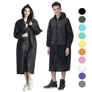 Reusable Waterproof Rain Coat Jacket Hood Hoodie Suit Raincoat Outdoor Women Men - Picture 1 of 26