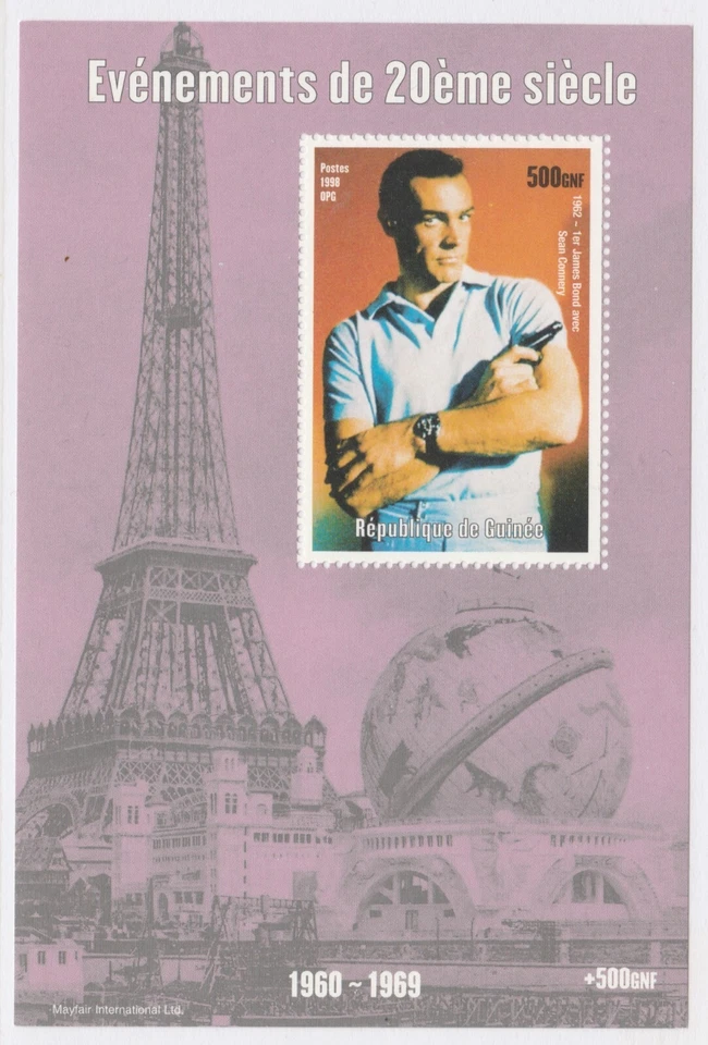 DR. NO THE FIRST JAMES BOND SPY FILM Sean Connery Guinea 1998 MNH** Sheet LX2
