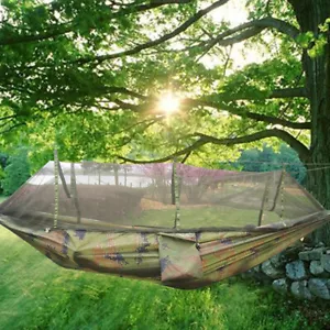 Double Camping Hammock Load 660lb with Rain Fly and Bug Net Portable Waterproof - Picture 1 of 49