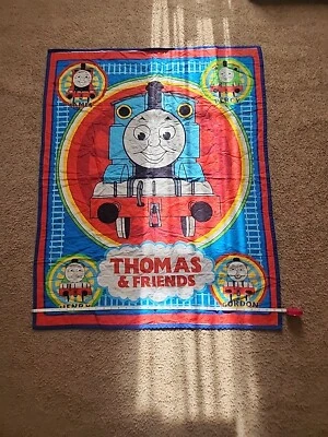 Vtg Thomas & Friends Fabric Quilted Blanket Train Railroad Double Sided 34x42 - Image 1 of 4