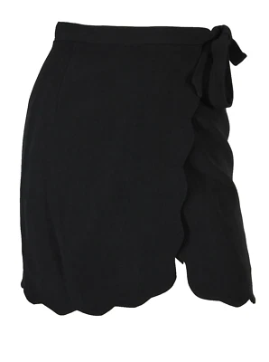 MOSCHINO CHEAP & CHIC Vintage Black Woven Scalloped Mini Wrap Skirt 38 - Image 1 of 4