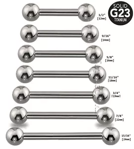 "PAAR solide G23 Titan Zunge Ring & Brustwarze Ring Langhanteln 14G - 1/2"" bis 15/16"" - Bild 1 von 10