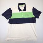 Lacoste Polo Shirt Mens 7 Big Logo Green Blue Striped Short Sleeve Alligator