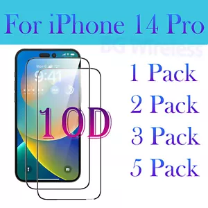 Lote de cobertura completa protector de pantalla de vidrio templado 10D para Apple iPhone 14 Pro - Imagen 1 de 7