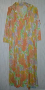 Lorraine Nylon Chiffon Peignor Set Nightgown Robe MEDIUM Multicolor Floral VTG - Picture 1 of 22