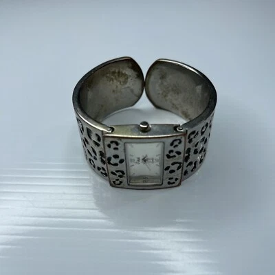 F Vivani Japan Black Silver Cheetah Cuff CSP22 Accutime Retro Watch Works - Image 1 of 4