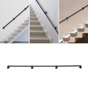 Sturdy Galvanized Iron 3-Section Stair Handrail - Wall-Mounted 8FT - Picture 1 of 13