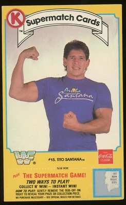 Tarjeta de lucha libre 1987 Tito Santana Circle K Supermatch WWF *arañada*  Foto 1 de 2