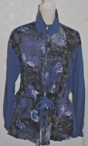 Sport Savvy Damen Langarm durchgehender Reißverschluss leichte Blumen vorne Jacke Medium - Bild 1 von 5
