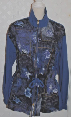 Sport Savvy Women's Long Sleeve Full Zip Lightweight Floral Front Jacket Medium - Image 1 of 4