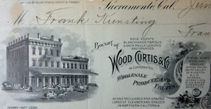 Sacramento CA Wood & Curtis & Co. Produce Fruit Pocket Ranch Billhead 1902 - Picture 1 of 5