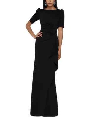 Xscape Black Ruched Scuba Ruffle Gown Size 8 $218 - Image 1 of 2